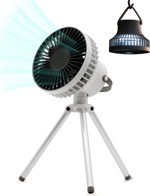 Portable Quiet Desk Fan - 3 Speeds Adjustable and Strong Wind Small Fan with 3 Light, USB Cooling Air Circulator, Battery Powered Rechargeable Tab...