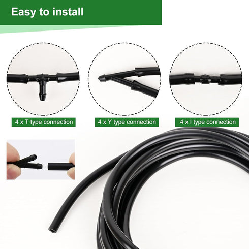 Premium Windshield Washer Hose Kit, 4 Meters/157.5 Inches with 12Pcs Hose Connectors for Car Windshield Washer Nozzle Installation...