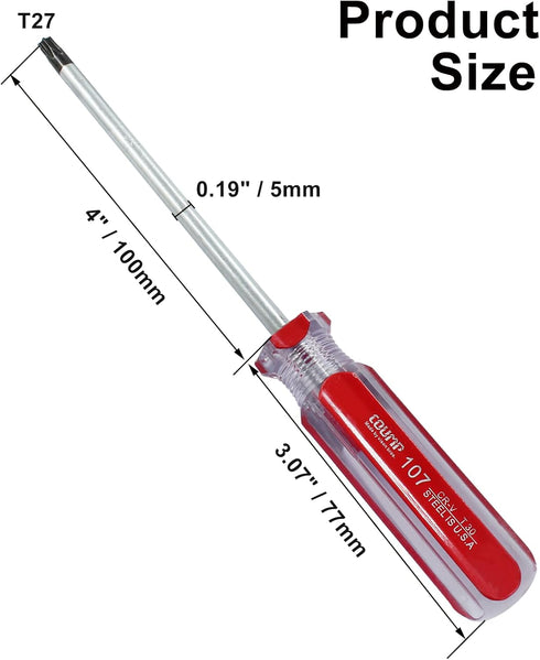 T30 Torx Screwdriver, Magnetic Head Screwdriver with Insulated PVC Handle, 125mm Working Length Security Torx Screwdriver for Repairing DIY (Red, ...