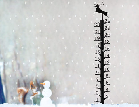 24 Inch Iron Art Snow Gauge Outdoor, Elk Snow Measuring Stick, Snowfall Gauge for Yard, Winter Snow Measurer Snow Ruler inches, Christmas Decorati...