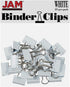 JAM PAPER Colorful Binder Clips - Small - 3/4 Inch (19 mm) - White Binderclips - 25/Pack...