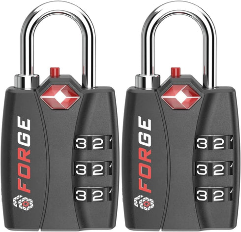 Forge TSA Approved Locks, Luggage Locks TSA Approved for School,Gym, Suitcase,Baggage, Locker. Open Alert Indicator, Easy Read Dials, Alloy Body T...