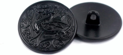 Bezelry 10 Pieces Spitfire Celtic Dragon Metal Shank Buttons. 25mm (1 inch) (Matte Black)...