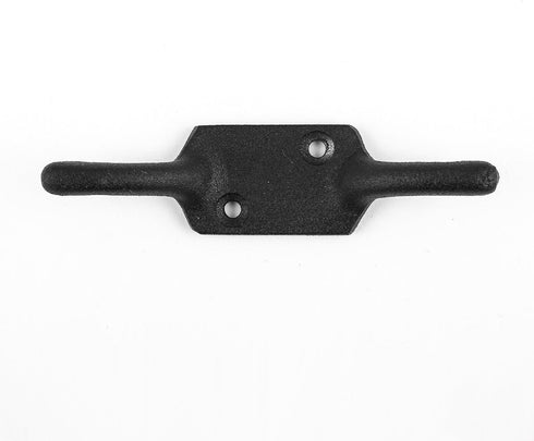 Renovators Supply Manufacturing Cleat Hooks 4 in. Black Wrought Iron Cord Rope Holder for Window Blinds or Flagpoles with Screws...