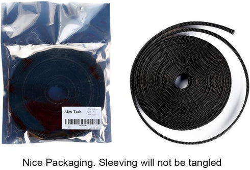 25ft - 1.5 inch PET Expandable Braided Sleeving – Black – Alex Tech Braided Cable Sleeve...
