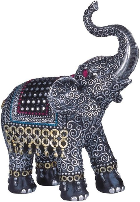 George S. Chen Imports SS-G-88051 Black Thai Elephant With Trunk Raised Collectible Figurine Statue...