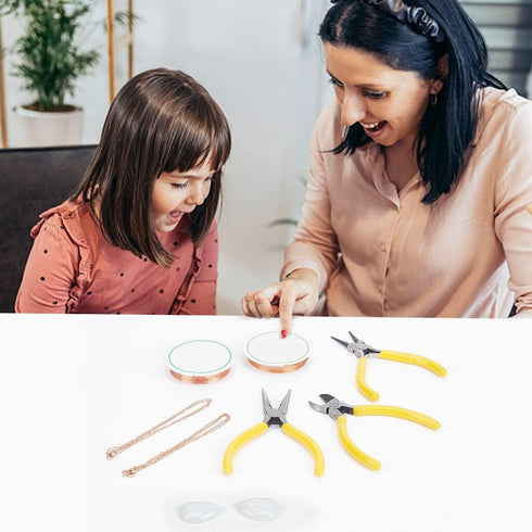 WEBEEDY Wire Wrapping Jewelry Making Kit, DIY 2 Wire Wrapped Tree of Life Chakra Pendant, Drop Shape Necklaces Making Kit Healing Crystal Stone Ne...