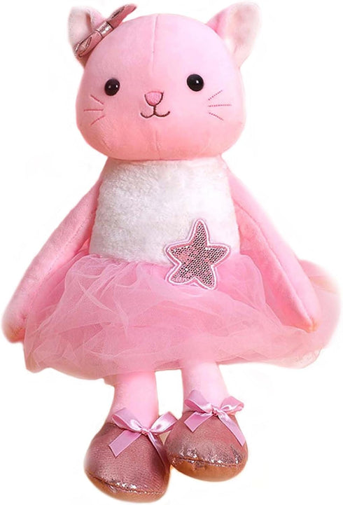Plush Ballerina Dolls Kitten Cat Stuffed Animals Toys Ballet Dance Recital Gifts for Girls 15.5 Inches (Pink)...