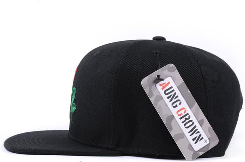 Rose Flat Bill Snapback Hats Embroidered Women Men Adjustable Baseball Caps...