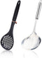 TENTA Kitchen 2pcs Pasta Spoon Kitchen Spoons Spider Strainer Metal Strainer Wok Utensils Spider Skimmer Stainless Steel & Nylon Slottes Spoon, Sp...
