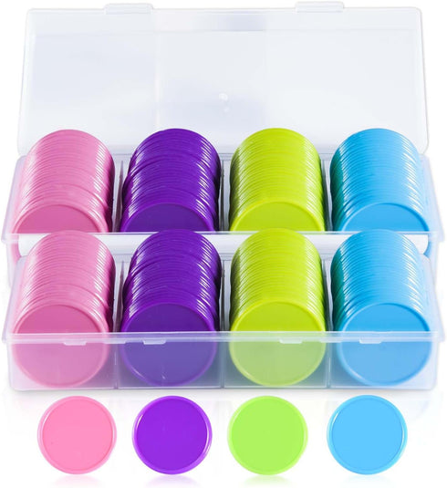 200 Pcs 1.45 Inch Poker Chips with Storage Box for Kids Math Counting Card Game Conters...