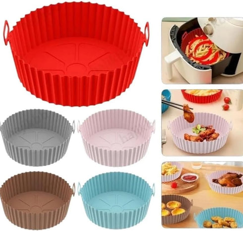 2 Pack Air Fryer Silicone Liners - Premium Air Fryer Silicone Pot - Non-Stick, Heat-Resistant, Reusable Basket Inserts - Fits 3-5 QT Models - Incl...