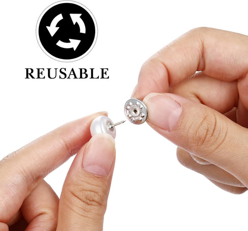 Abaodam 20Pcs Women Shirt Brooch Buttons Pearl Cover Up Button Pin Safety Brooch Buttons Metal Tie Tacks Pin for Clothing Dress Supplies...