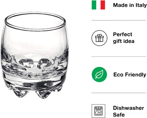 Bormioli Rocco Galassia Shot Glasses – Gift Set Of 6 Drinking Shot Cups With Elegant Curved Shape, Heavy Sham & Interlocking Feet – Short Shooter ...