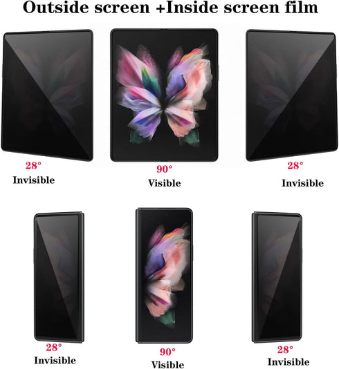 2+1 Pack Privacy Matte Screen Protector Designed for Samsung Galaxy Z Fold 4, Anti-peep 1PCS Outside +1PCS Inside Soft Film+1PCS Lens Protector...