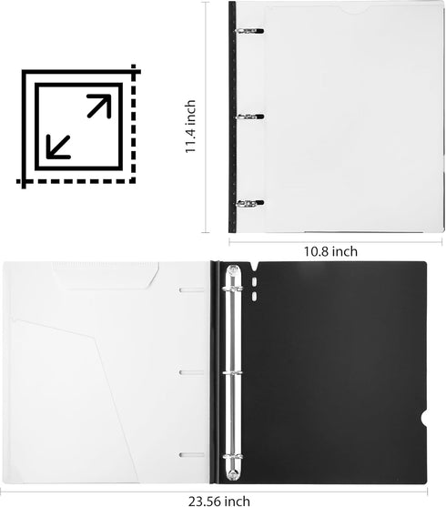 WOT I Telescoping 3 Ring Binder 1 Inch 1PC - White, Flexible Binder with Expandable Spine+Customized Front Cover+Clear Catalog Pocket, Holds 225 S...