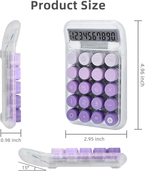 Cute Desktop Calculator, Mechanical Clear LCD Display Simple Basic Desk Calculators for Business Office Supplies, Big Buttons 10 Digit (Purple)...
