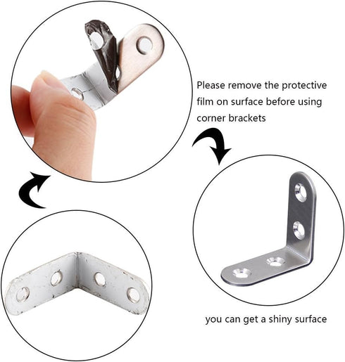 Onwon Corner Brace 40 x 40mm, 16 Pieces Angle Beacket, Stainless Steel Brace Corner, L Shaped Corner, Fastener Joints Fastener Beacket with 64 Pie...