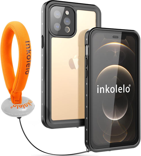 inkolelo Compatible with iPhone 12 Pro Waterproof Case, Built-in Screen Full-Body Protector with Floating Strap IP68 Waterproof Case for iPhone 12...