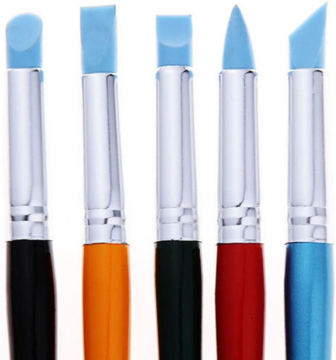 Bao Core Artist Paint Brush Set-5pcs Professional Silicon Brushes Blender for Painting, Masking Fluid,Clay Molding (5pcs Silicon Paintbrush#Blue)...