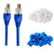 PETECHTOOL RJ45 Cat6 Pass Through Connectors Gold Plated 8P8C Ends and Blue Strain Relief Boots for CAT6 RJ45 Ethernet Network Cable Connector Plu...