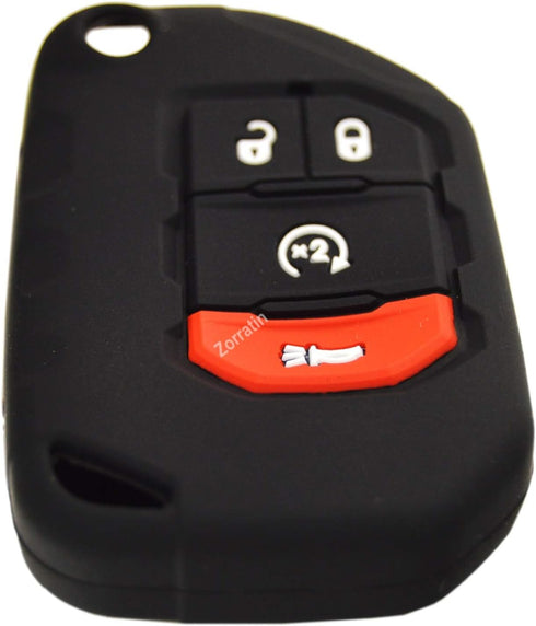 Silicone Remote Key Fob Case Covers Protectors for Jeep Wrangler Rubicon 392 JL JLU Wagoneer Gladiator JT Flip Fold Remote...