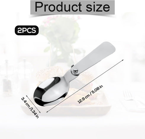 2pcs Replacement Spoons Compatible with Thermos Funtainer 10oz Food Jar, 304 Stainless Steel Metal Folding Spoon Foldable Utensils Portable Spoon ...