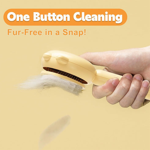 Paw Cat Brush with Release Button, Self Cleaning Cat Brush for Shedding, Cat Hair Brush for Grooming Long and Short Haired Cats Dogs (Yellow)...