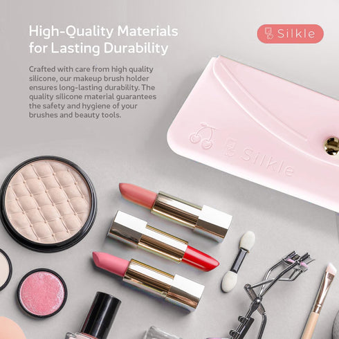 Silicone Makeup Brush Holder - Elegant Case & Travel Organizer Bag with Magnet Closure for Makeup Brushes and Cosmetic Essentials - Small, Beauty ...