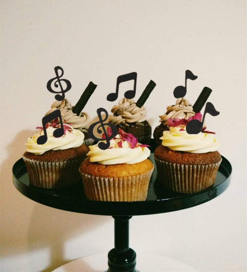 JeVenis 30 Pcs Music Notes Cupcake Toppers Guitar Cake Toppers Rock Cupcake Topper for Kids Birthday Musician Party Baby Shower Party Favor...