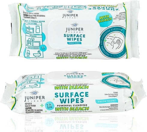1 Pack Surface Wipes with Bleach, All-Purpose Cleaner for Bathroom, Kitchen, Office, 72 Count Soft Flow, Fresh Scent, Lint Free & Durable...