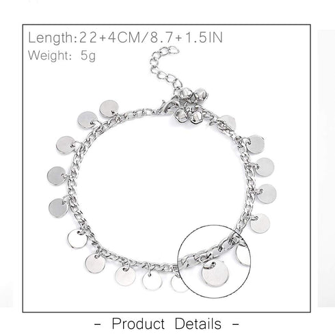 Fstrend Boho Tassels Anklet Chain Silver Sequins Pendant Ankle Bracelet Bell Summer Beach Festival Foot Chains Jewelry for Women and Girls...