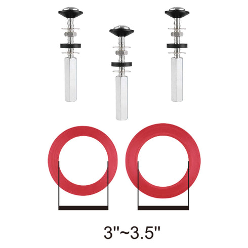 iFealClear 3" Tank to Bowl Toilet Repair Bolt & Gasket Kit 2 Sets Stainless Steel Hardware Kits Fits Most 3-Inch/3.5-Inch,Flush Valve Opening Toil...