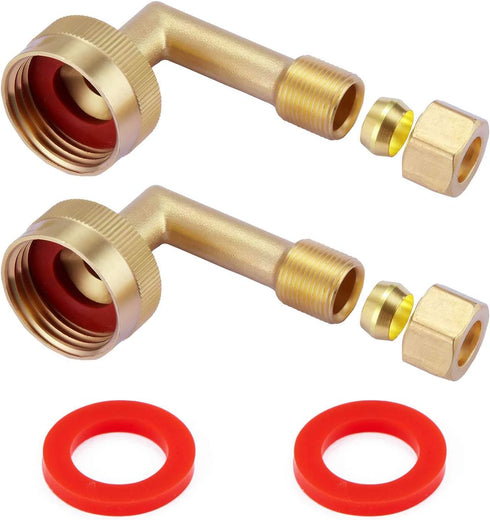 Litorange 2 Pack Lead-Free Brass W10685193 Dishwasher Swivel Gooseneck Elbow Hose Fitting, 3/4" GHT by 3/8" Inch Compression