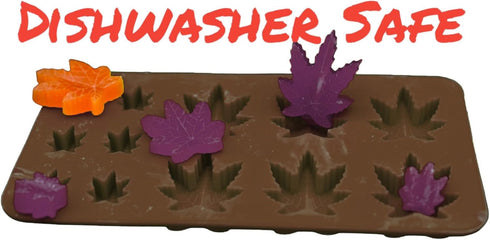 Silicone Leaf Mold, Gummy, For Muffins Cookie Chocolate Fondant Greenery Candy Polymer Clay Edible 1 Green and 1 Brown, 2 Molds (Candy Leaf)...