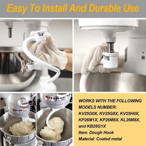 Spiral Coated Dough Hook KNS256CDH Compatible With Kitchen Mixer Aid Stand Mixer Bowl Lift Model...