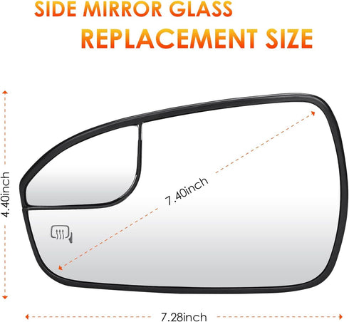 Left Driver Side Mirror Glass Replacement for 2013 2014 2015 2016 2017 2018 2019 2020 Ford Fusion Heated Mirror Replace DS7Z17K707F...
