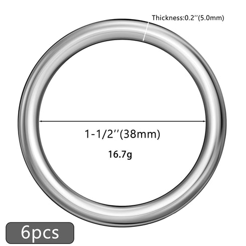 6 Pcs Metal O Ring Buckles Seamless Welded O-Rings Buckle for DIY Crafts, Bag Buckles, Bags, Dog Leashes, Purse Luggage Accessories(Silver, 1-1/2'...