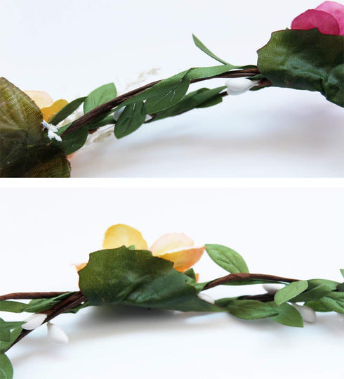 Vivivalue Floral Halo Boho Flower Headband Floral Crown Headpiece Hair Wreath with Ribbon Wedding Party Prom Photos Festival...