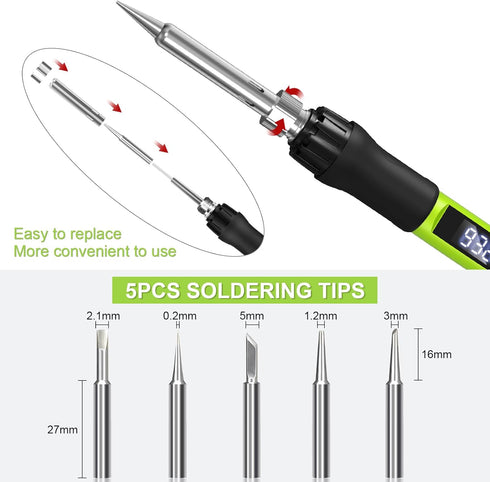 Soldering Iron Kit, 100W Soldering Gun with LED Digital Display, Adjustable Temperature 356-932? Solder Kit for Electronics, Includes Soldering Ir...