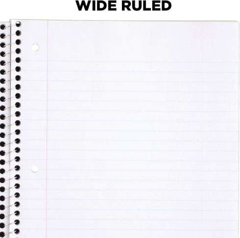 Mead Spiral Notebooks, 1 Subject, Wide Ruled Paper, 70 Sheets, 10-1/2 x 7-1/2 inches, Green, 4 Pack (38300)...