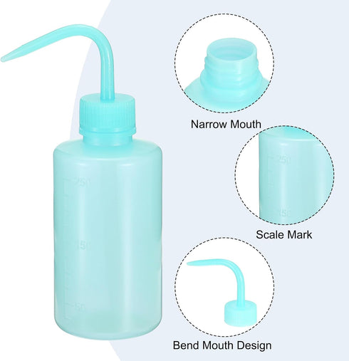 PATIKIL 250ml 500ml Wash Bottle, 2pcs Plastic Squeeze Bottle Narrow Mouth Bottle Watering Tools for Lab Cleaning Washing Irrigation Liquid Storage...