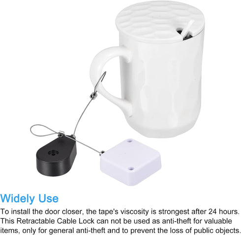 MECCANIXITY Retractable Cable Lock with Self-Adhesive, Remote Control Security Lock Anti-Lost Rope Hardware Cable Lock 600g Tensile Force White Pa...