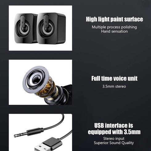 Mini Computer Speaker Stereo Less Distortion USB Powered Wired Small Speaker for for Desktop PC Laptop,Laptop Desktop Gaming Stereo Speaker Comput...