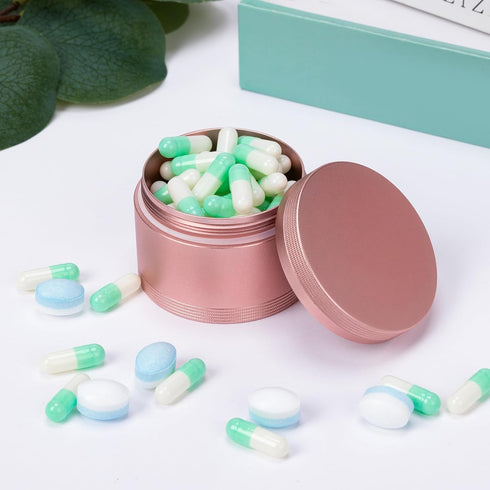 Pink Metal Pill Box Daily - Single Waterproof Travel Pill Container for Purse, Portable Pill Case for Vitamins, Fish Oil, Medicine, Cute Pill Hold...