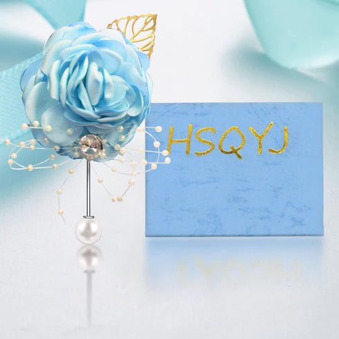 Rose Flower Wedding Brooches Cloth Art Floral Leaf Suit Shirt Lapel Brooch Pin Fashion Jewelry Boutonniere for Men Women Gold Plated...