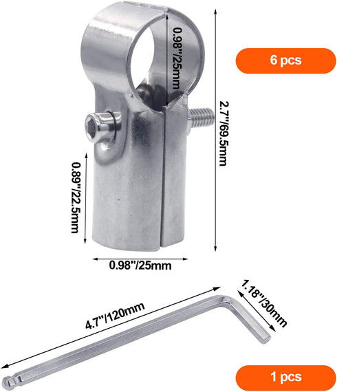 6 Sets of Panel T Clamps,Fine Pipe Connector Pipe Clamps,End Clamps,for "T" Clamps Into Pipe Fence Reinforcement (Applicable OD 1" or 25MM or 3/4"...