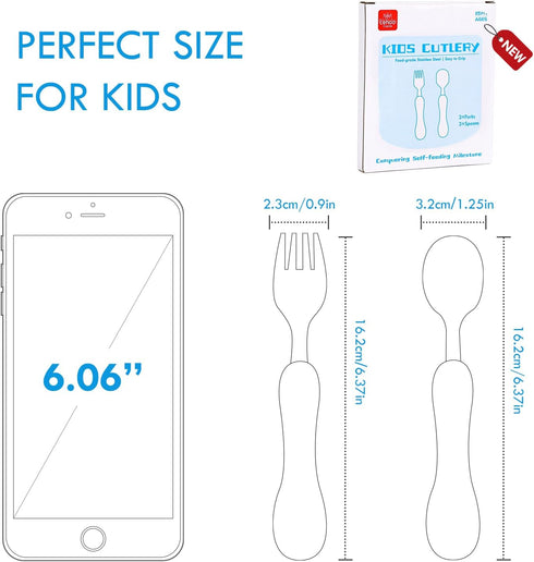 Lehoo Castle Toddler Fork and Spoon, 6pcs Toddler Utensils Kids Silverware, Safety Stainless Steel Toddler Fork Spoon Set, Children Flatware Set, ...