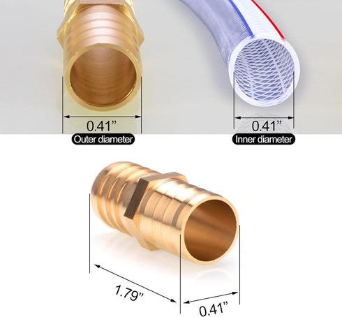3pcs 3/8"(10mm) Hose Repair Kit Hose Connector Barb Splicer Mender Hose Brass Barb Fitting Watertight Straight Hose Barb Connector with 6pcs Stain...