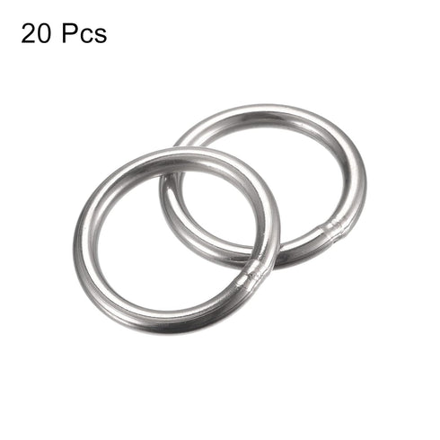 uxcell Stainless Steel O Rings, 20pcs 40mm(1.57") Outer Dia. 3mm Thickness Multi-Purpose Metal Welded O-rings Round Rings for Hardware Luggage Acc...